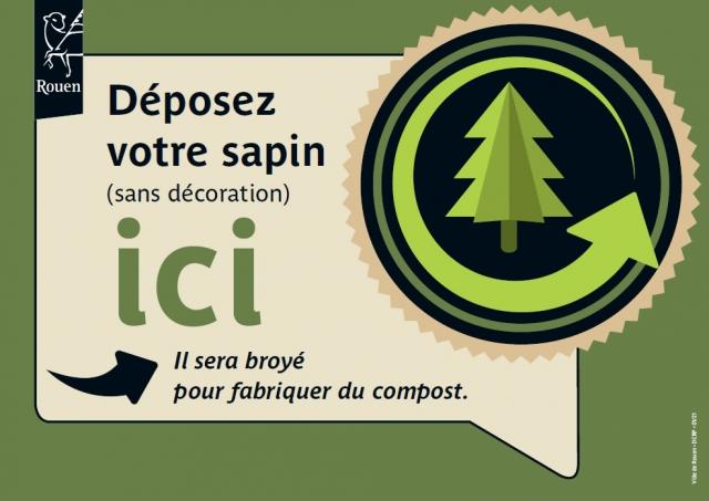 Nouveau : des points de collecte des sapins à Rouen Affiche Dépôt sapins de noël