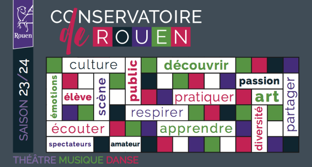 Visuel de la plaquette de saison du Conservatoire de Rouen 2023 2024
