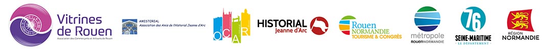  Vitrines de Rouen, Amistorial, OCAR, Historail Jeanne d'Arc, Rouen Normandie Tourisme et Congrès, M2tropole Rouen Normandie, Départment de Seine-Maritime, Région Normandie