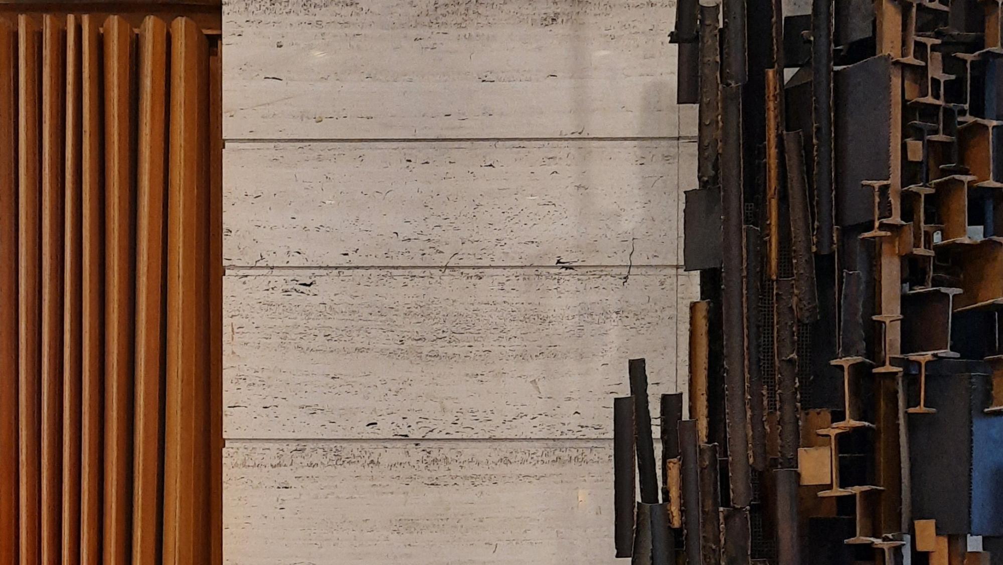 Photo de l'oeuvre de Jean-Pierre DEMARCHI (1928-1979), Paire de hauts-reliefs abstraits, 1961. Fer forgé, cuivre