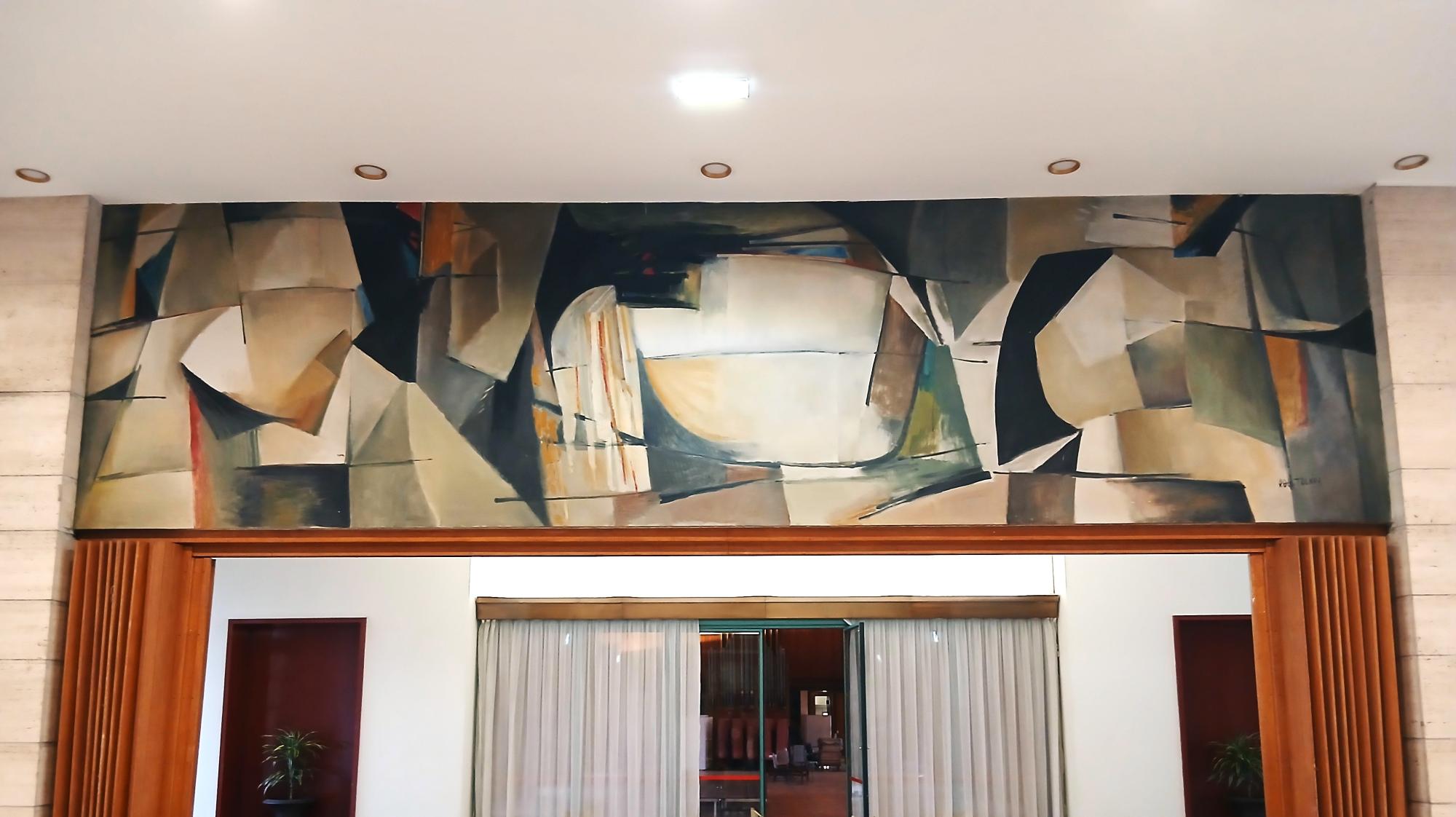 Photo de l'oeuvre de Roger TOLMER (1908-1988), Panneau abstrait, 1961-1962. Toile marouflée sur paroi murale.