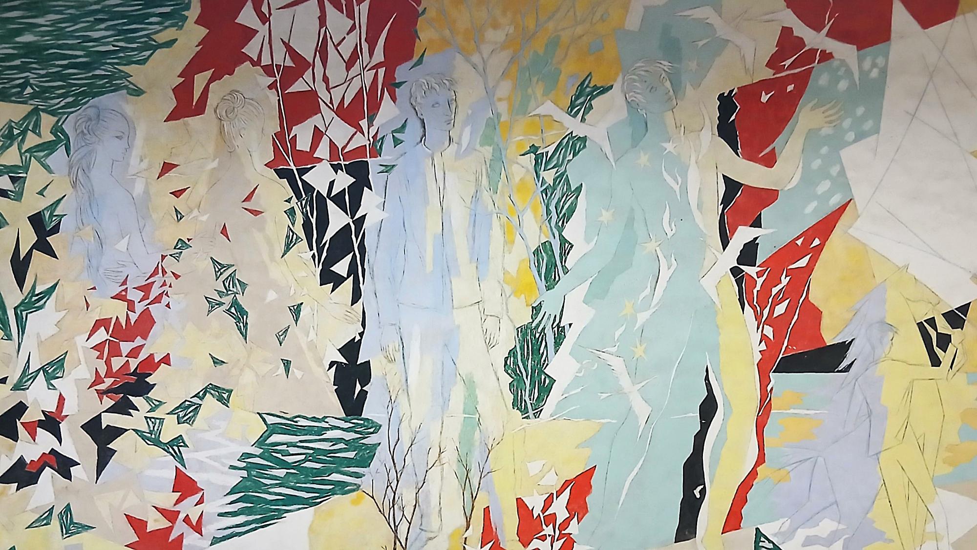 Photo de l'oeuvre de Léon TOUBLANC (1900-1990), Fresque allégorique, 1961. Peinture sur enduit frais